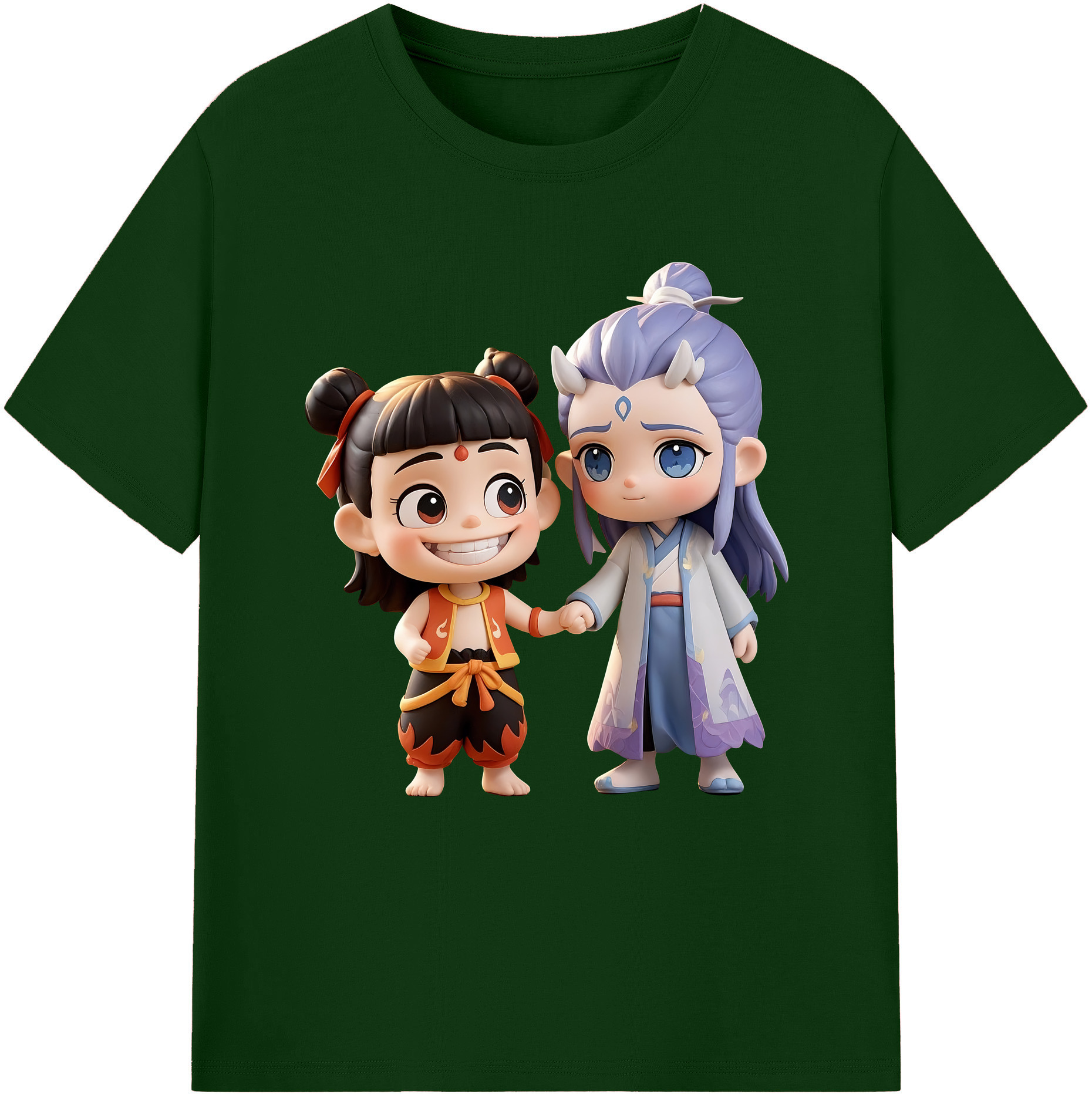 （画像用） Ne Zha 2 ナタ 魔童の大暴れ 綿100％半袖Tシャツ（フロントプリント）